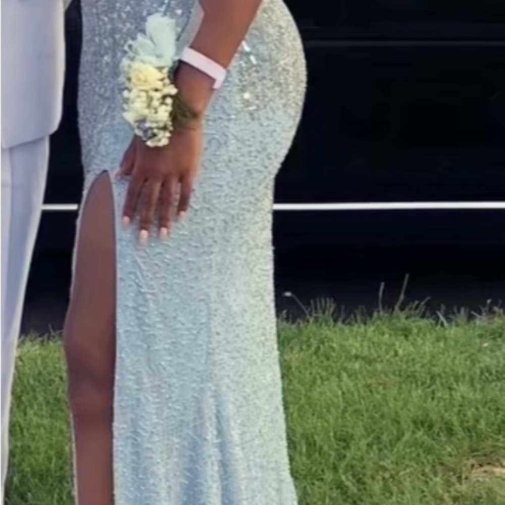 Sparkling Light Blue Prom Dress